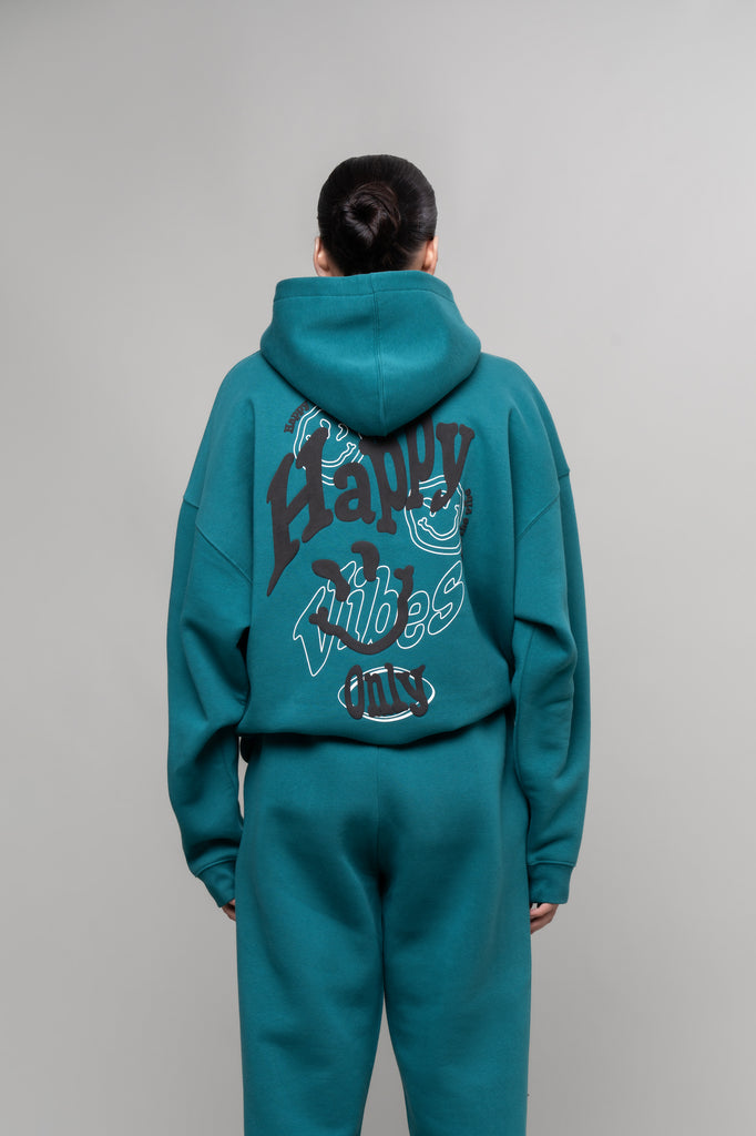 Happy Vibes Only Emerald Hoodie