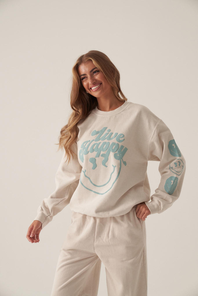 Live Happy Natural Washed Sweater