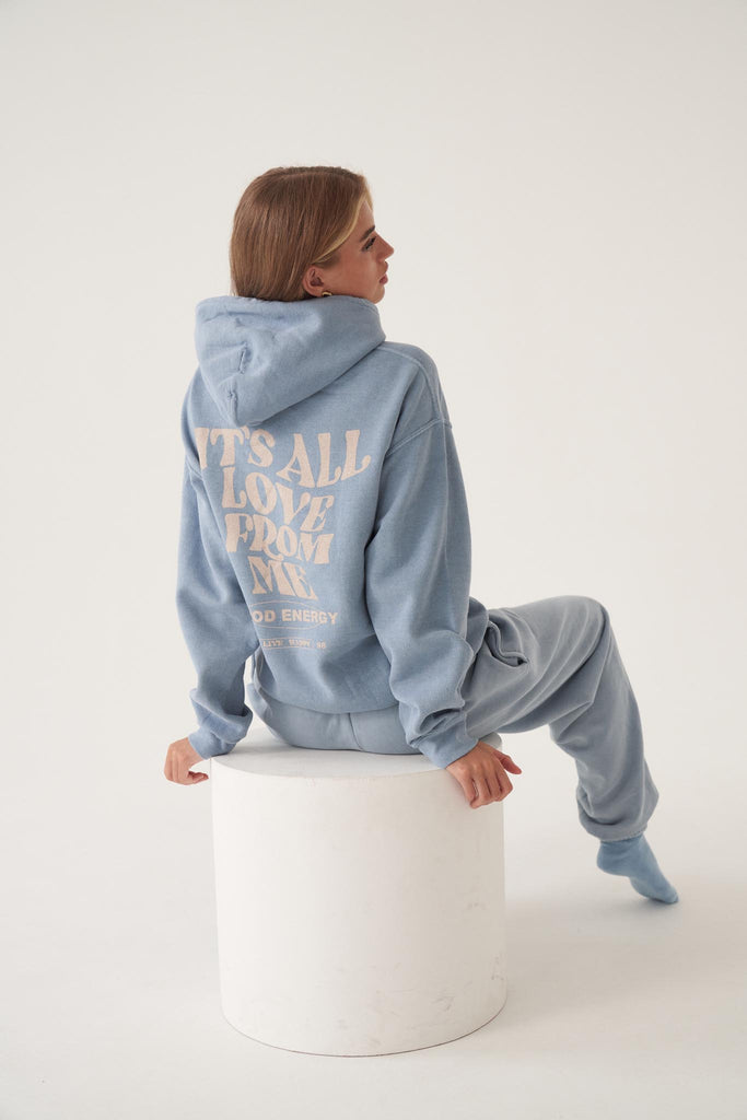 It's All Love Mid Blue Washed Hoody