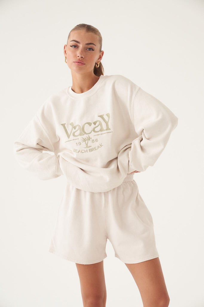 Vacay Embroidered Natural Sweater