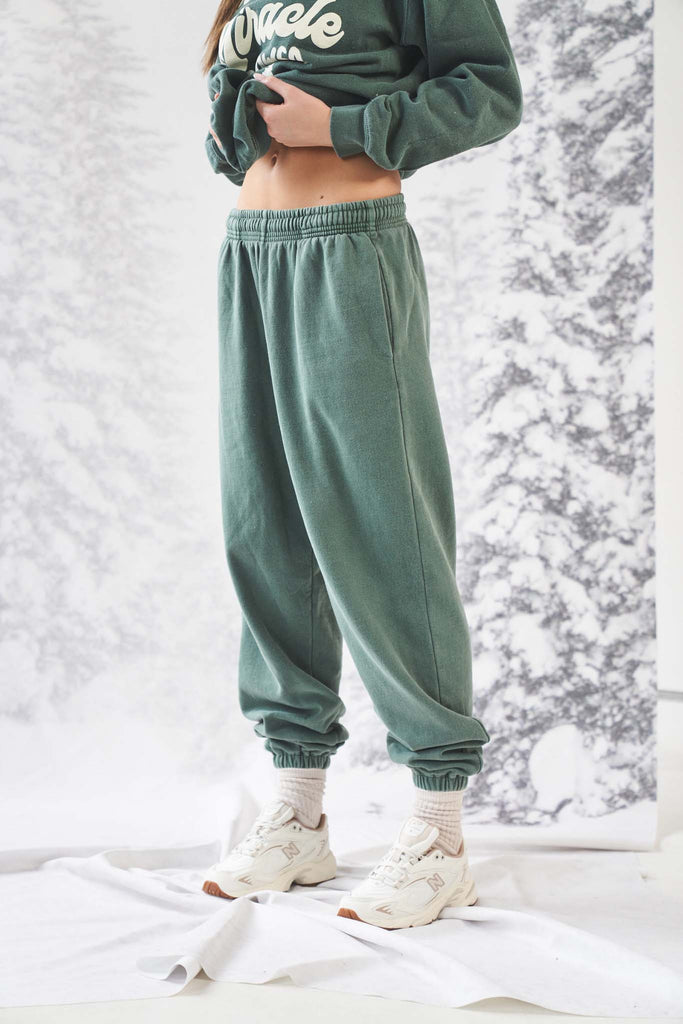 Forest Green Washed Joggers
