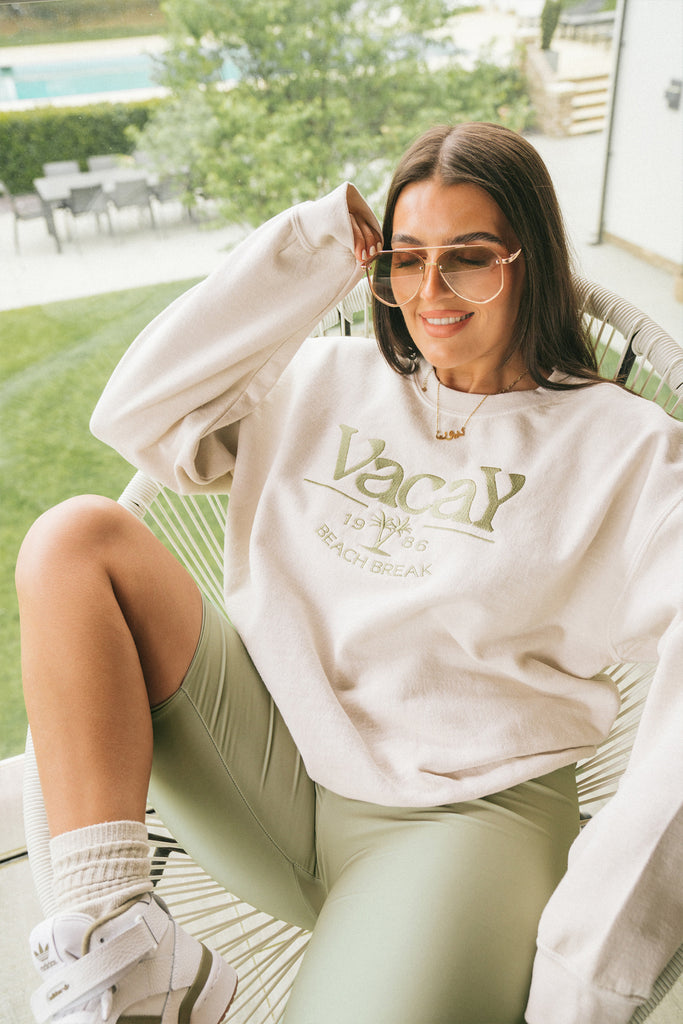 Vacay Embroidered Natural Sweater